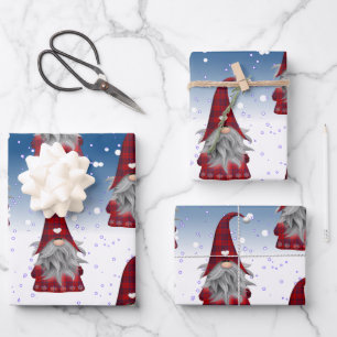 Red And Black Gnome Wrapping Paper Sheets