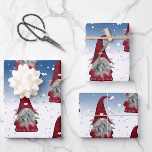 Red And Black Gnome Wrapping Paper Sheets