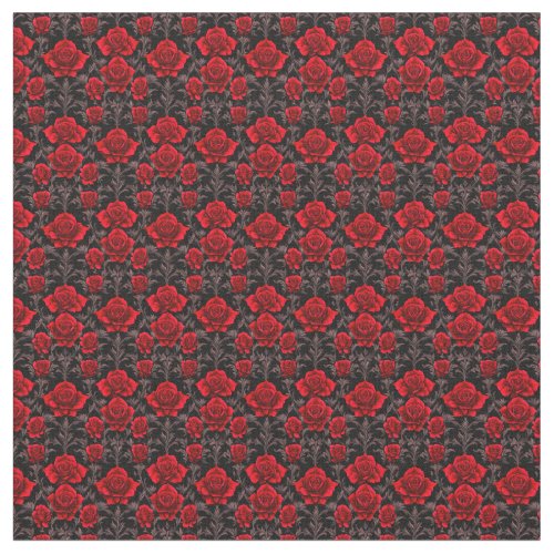 Red and Black Goth Roses Fabric