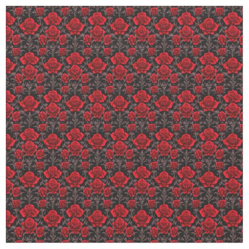 Red and Black Goth Roses Fabric