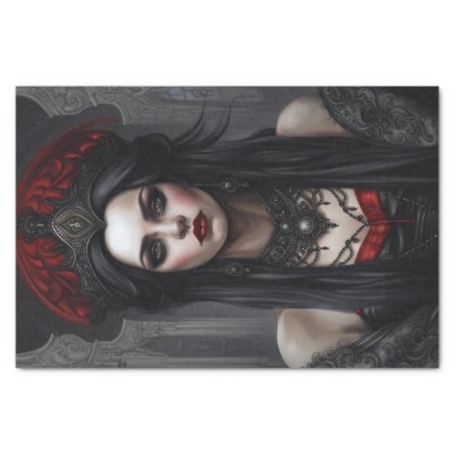 Red and Black Goth Vampire Queen Decoupage Paper 