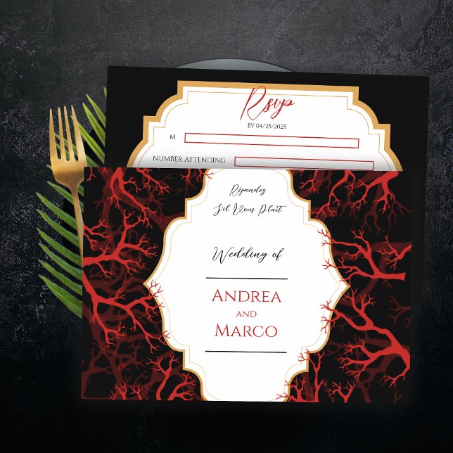 Red and Black Gothic Dark Wedding RSVP Card (Zazzle Red and Black Gothic Dark Wedding RSVP Card)