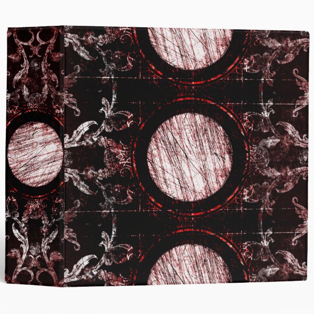 Red and Black Gothic Moon 3 Ring Binder (Front/Spine)