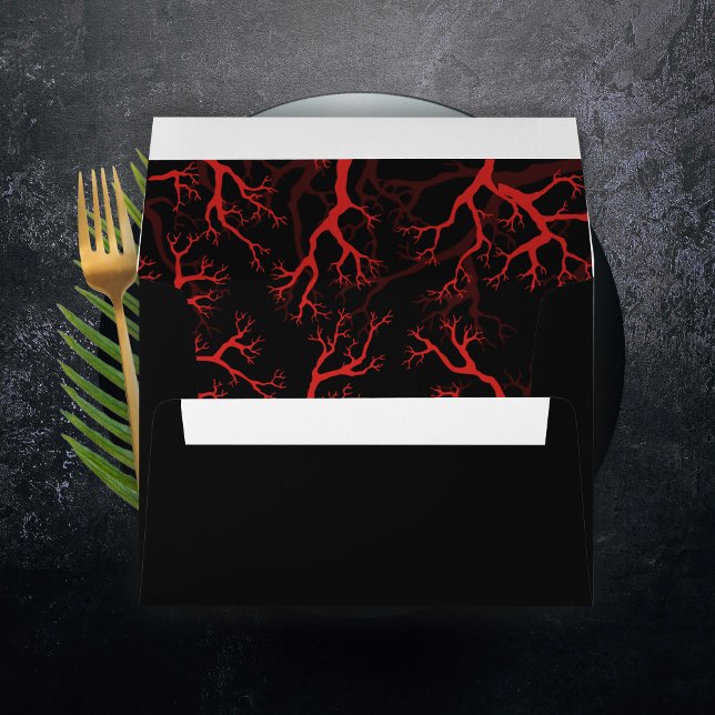 Red and Black Gothic Wedding Invitation Envelope (ed and Black Gothic Wedding Invitation Envelope)