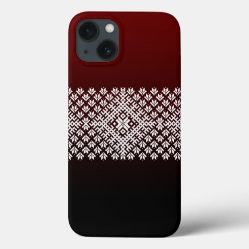 Red and Black gradient and white Nordic Design iPhone 13 Case