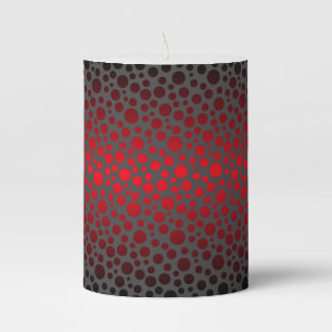 Red and Black Gradient Circles w/Gray Pillar Candle