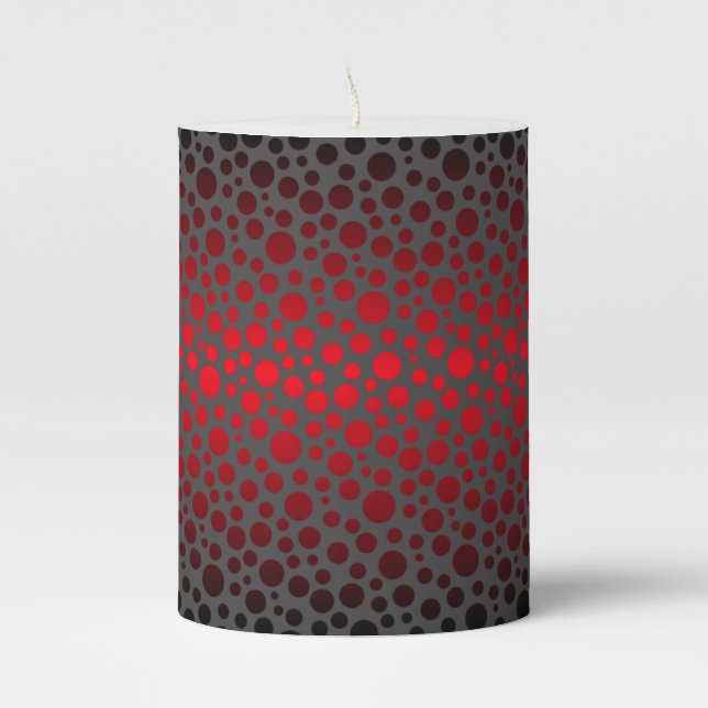Red and Black Gradient Circles w/Gray Pillar Candle (Front)