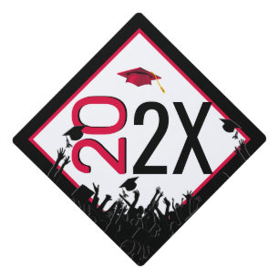 Red and Black Graduation Cap Topper