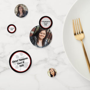 Red and Black Graduation Celebration Confetti