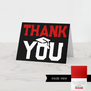 Red and Black Graduation Folding Letterpress Thank You Card