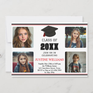 Red and Black Graduation Invitation