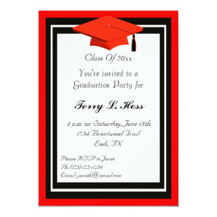 Red Black Graduation Invitations | Zazzle
