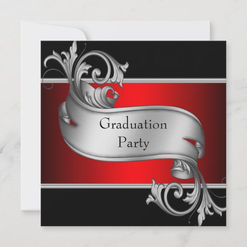 Red and Black Graduation Party Custom Invitations