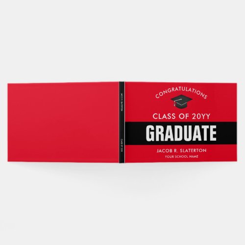 Red and Black Graduation Personalized Guest Book
