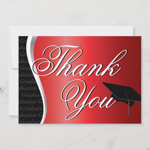 Red and Black Graduation Thank You