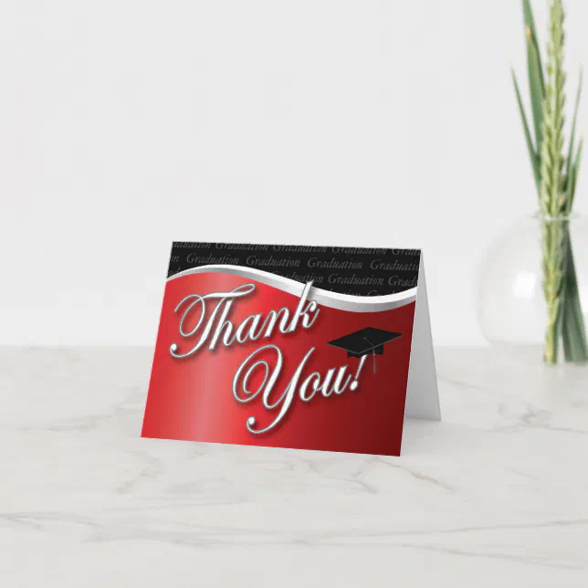 Red and Black Graduation Thank You | Zazzle