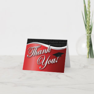 Red and Black Graduation Thank You Card