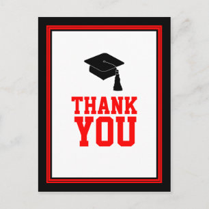 Red and Black Graduation Thank You Postcard