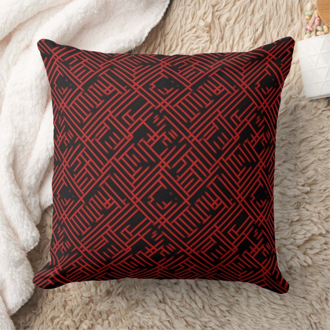 Red and black grid pattern  throw pillow (Blanket)