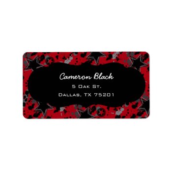 Red And Black Grunge Star Custom Address Labels by retroflavor at Zazzle
