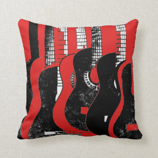 Red And Black Guitars Pillow
