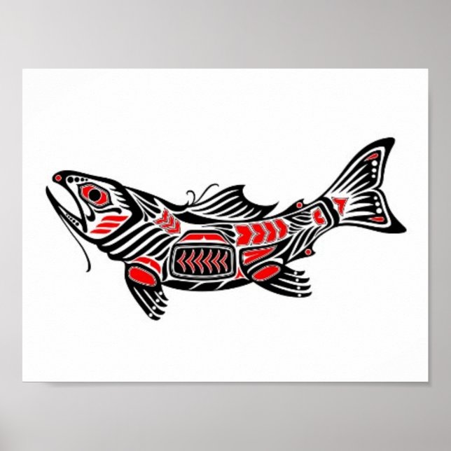 Red and Black Haida Spirit Fish Poster (Front)