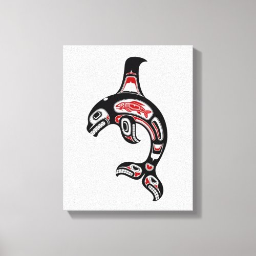 Red and Black Haida Spirit Killer Whale Canvas Print