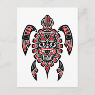 Red and Black Haida Spirit Sea Turtle Postcard