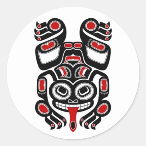 Red and Black Haida Spirit Tree Frog Classic Round Sticker