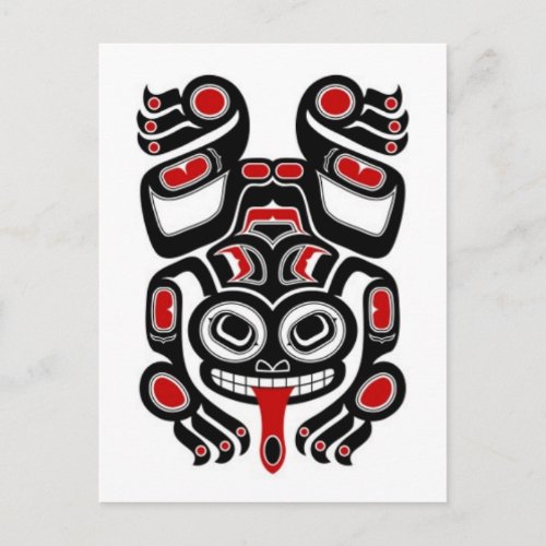 Red and Black Haida Spirit Tree Frog Postcard