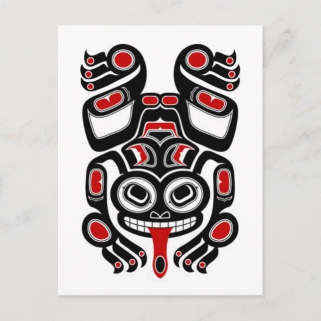 Red and Black Haida Spirit Tree Frog Postcard (Front)