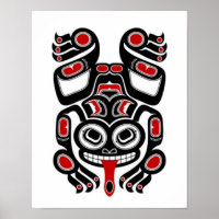 Red and Black Haida Spirit Tree Frog Poster