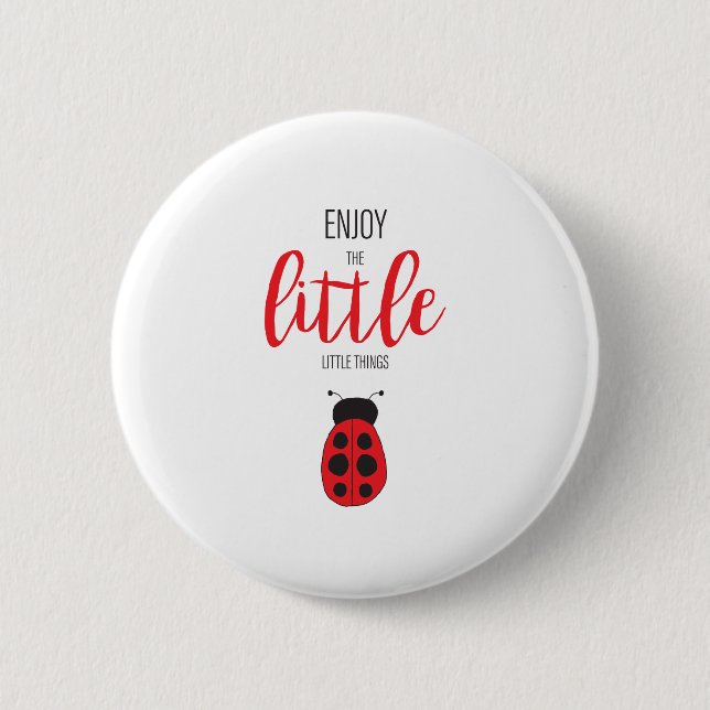 Red and Black Hand Drawn Baby Ladybug Cute Bug Button (Front)