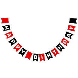 Red and Black Happy Birthday Bunting Flags