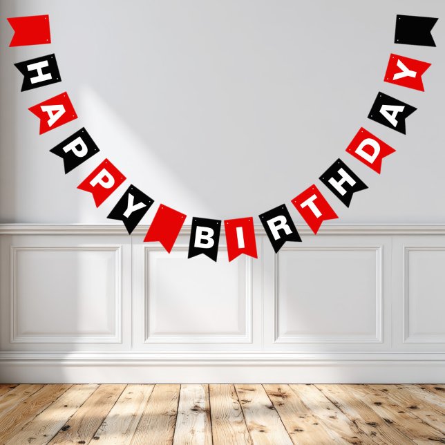 Red and Black Happy Birthday Bunting Flags (Creator Uploaded)
