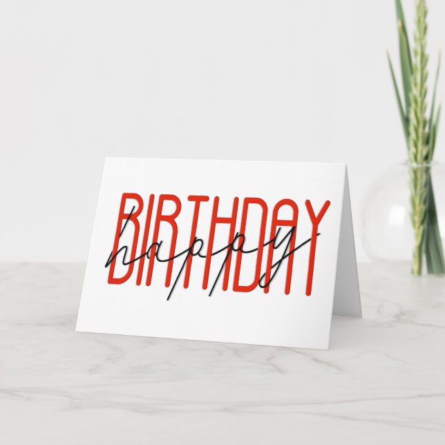 Red and Black Happy Birthday Card (Front)