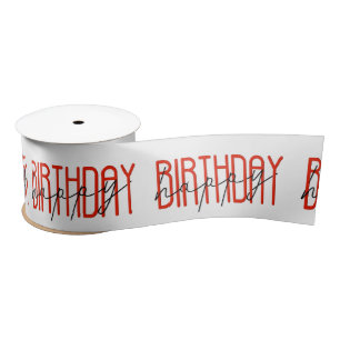 Red and Black Happy Birthday Satin Ribbon