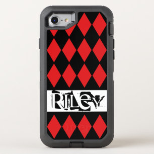 Red and Black Harlequin Diamonds OtterBox Defender iPhone SE/8/7 Case