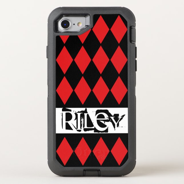 Red and Black Harlequin Diamonds Otterbox iPhone Case (Back)