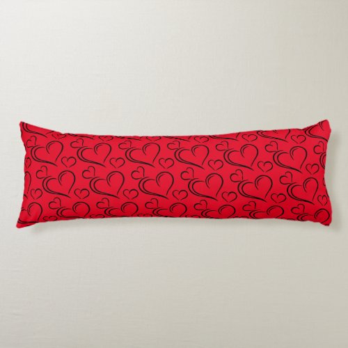 Red and Black Heart body pillow 