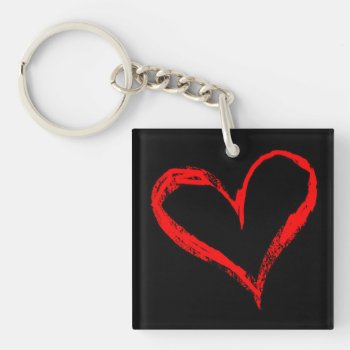 Red And Black Heart Doublesided Keychain by HumphreyKing at Zazzle