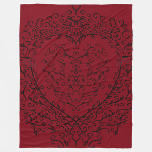 Red and Black Heart Gothic Wedding Blanket