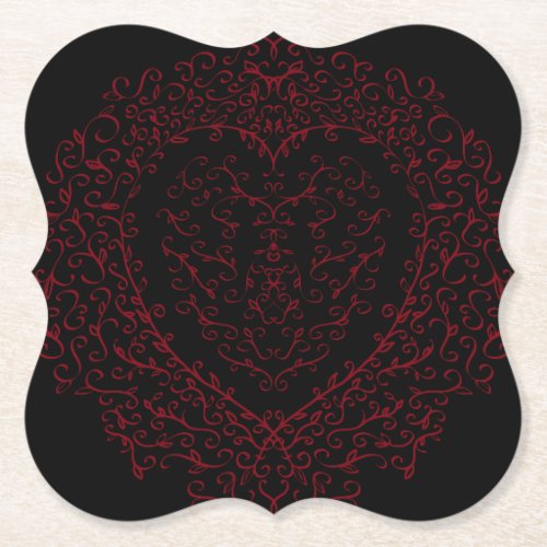 Red and Black Heart Gothic Wedding Coasters