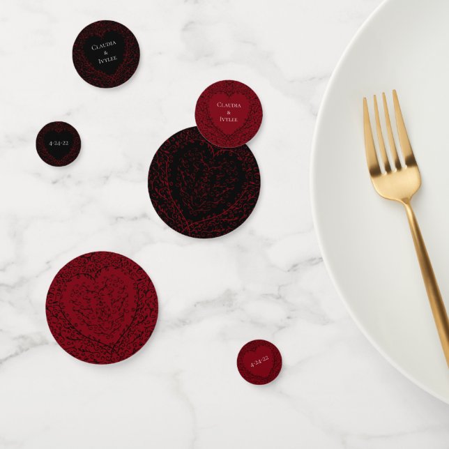 Red and Black Heart Gothic Wedding Confetti (Group)