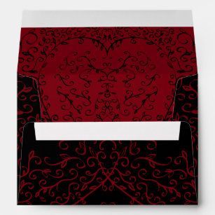 Red and Black Heart Gothic Wedding Envelopes