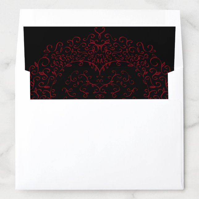Red and Black Heart Gothic Wedding Envelopes Envelope Liner (In Envelope)