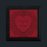 Red and Black Heart Gothic Wedding Keepsake Box<br><div class="desc">Our beautiful Red & Black Heart Gothic Wedding Keepsake Box are dark,  yet lovely with our artistic scroll design. They are designed in a collection of several items so your whole wedding can be coordinated with the same style!</div>