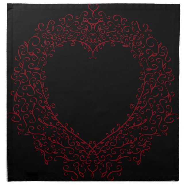 Red and Black Heart Gothic Wedding Napkins (Front)