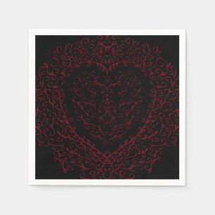 Red and Black Heart Gothic Wedding Napkins