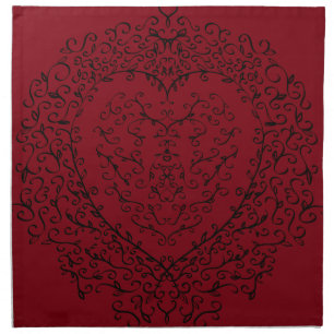 Red and Black Heart Gothic Wedding Napkins